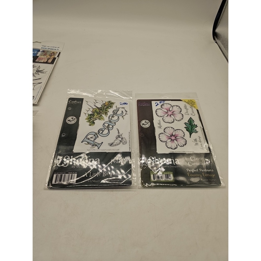 Sheena Douglas PEACE & CLASSIC CARNATIONS Cling Rubber Stamp Country Cottage NEW